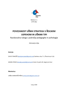 Digitalna vsebina dCOBISS (Povezanost učnih strategij s šolskim uspehom in učnimi tipi [Elektronski vir] : raziskovalna naloga s področja pedagogike in psihologije)