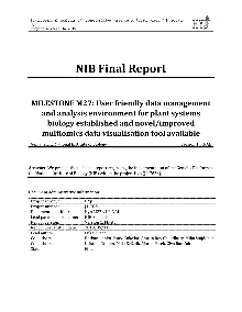 Digitalna vsebina dCOBISS (Milestone M27 [Elektronski vir] : user friendly data management and analysis environment for plant systems biology established and novel/improved multiomics data visualisation tool available : NIB final report / Luka Ausec ... [et al.])
