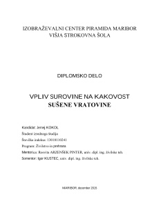 Digitalna vsebina dCOBISS (Vpliv surovine na kakovost sušene vratovine : diplomsko delo)