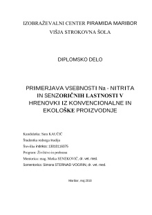 Digitalna vsebina dCOBISS (Primerjava vsebnosti Na - nitrita in senzoričnih lastnosti v hrenovki iz konvencionalne in ekološke proizvodnje : diplomsko delo)