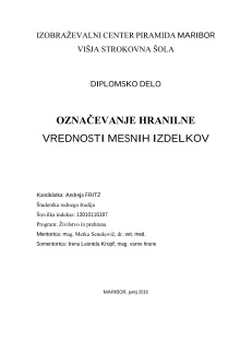 Digitalna vsebina dCOBISS (Označevanje hranilne vrednosti mesnih izdelkov : diplomsko delo)