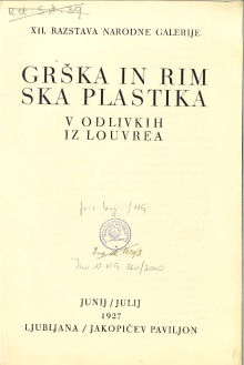 Digitalna vsebina dCOBISS (Grška in rimska plastika : v odlivkih iz Louvrea : XII. razstava Narodne galerije : Ljubljana, Jakopičev paviljon, junij/julij 1927)