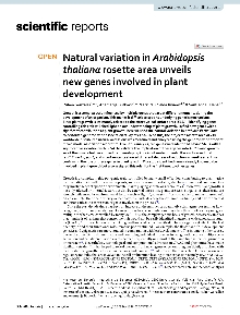 Digitalna vsebina dCOBISS (Natural variation in Arabidopsis thaliana rosette area unveils new genes involved in plant development [Elektronski vir] / Rubén González ... [et al.])