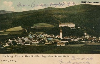 Digitalna vsebina dCOBISS (Bleiburg [Slikovno gradivo] : Kärnten : 474m Seehöhe : angenehme Sommerfrische : Correspondenz-Karte)