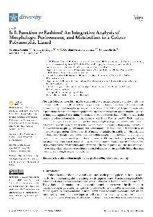 Digitalna vsebina dCOBISS (Is it function or fashion? [Elektronski vir] : an integrative analysis of morphology, performance, and metabolism in a colour polymorphic lizard)