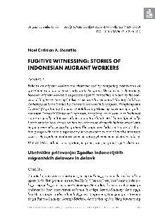 Fugitive witnessing : stori... (naslovnica)