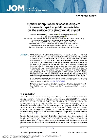 Optical manipulation of ses... (naslovnica)