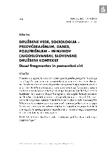 Družbene vede, sociologija ... (naslovnica)