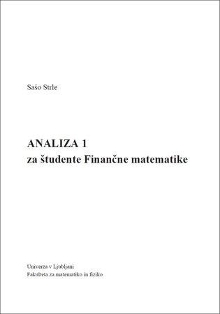 Analiza 1 : za študente Fin... (naslovnica)